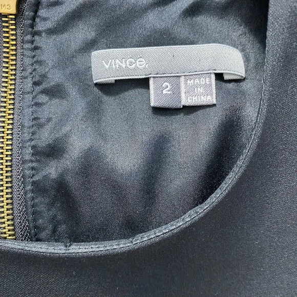 VINCE 100% Silk Sleeveless Shift Dress in Black LBD Exposed‎ Zip Back Size US 2 - Picture 10 of 12